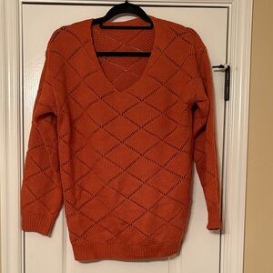 Orange V-Neck Women's Sweater